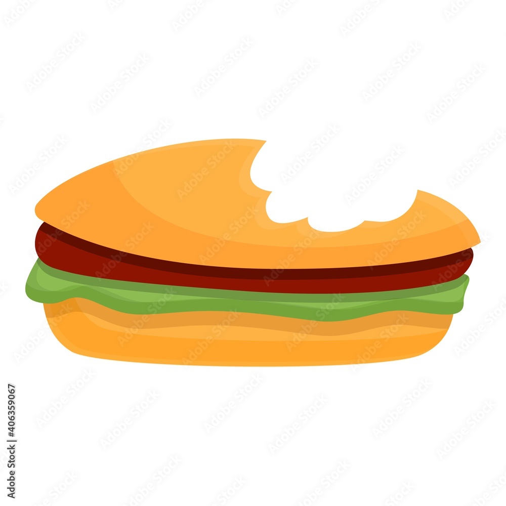 Poster bitten hamburger icon. cartoon of bitten hamburger vector icon for web design isolated on white back
