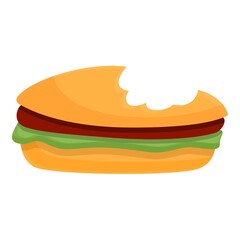 Bitten hamburger icon. Cartoon of bitten hamburger vector icon for web design isolated on white background