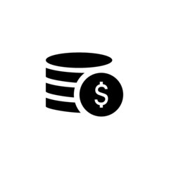 Coin icon or symbol with a simple black style
