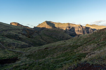 Fototapeta na wymiar Sao Lourenco Walking Trail at sunset with clear sky, Madeira Island