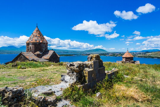 Sevanavank (Sevan Monastery)  at the northwestern shore of Lake Sevan in the Gegharkunik Province of Armenia