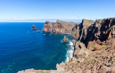 Fototapeta na wymiar Cliffs and sea Viewpoint at Ponta de Sao Lourenco, Madeira island