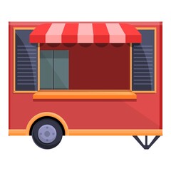 Street food cart icon. Cartoon of street food cart vector icon for web design isolated on white background