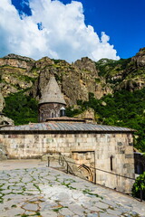 The UNESCO World Heritage Site of Geghard monastery, located southeast of Geghard village, near Goght, Armenia