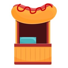 Street hot dog shop icon. Cartoon of street hot dog shop vector icon for web design isolated on white background