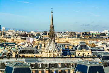 Fototapeta premium Paris skyline with the Saint Chappel spire. Capital cityscape of Paris, France