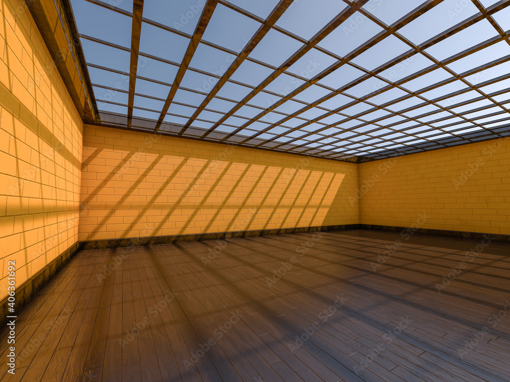 Poster abstract modern architecture background, empty open space. 3d illustration