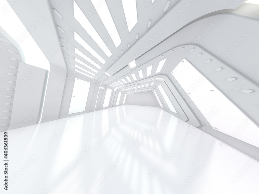 Poster abstract modern architecture background, empty open space. 3d illustration