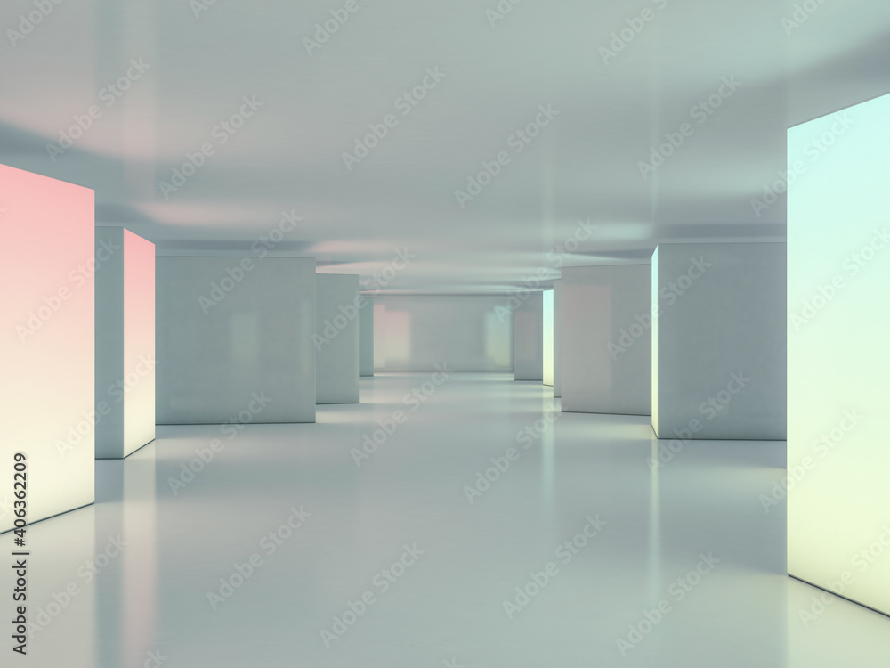 Poster abstract modern architecture background, empty open space. 3d illustration