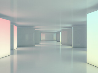Abstract modern architecture background, empty open space. 3D illustration