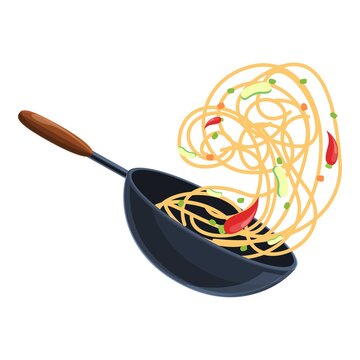 Iron wok pan icon. Cartoon of iron wok pan vector icon for web design isolated on white background