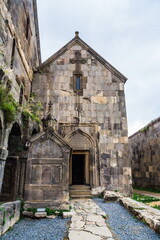 Tatev monastery in Goris , Armenia, a 9th-century Armenian Apostolic monastery. The monastic ensemble stands on the edge of a deep gorge of the Vorotan River.  