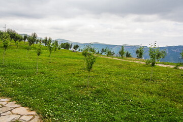 park at the Wings of Tatev cable car station in Armenia, the longest reversible cable car built on just one section