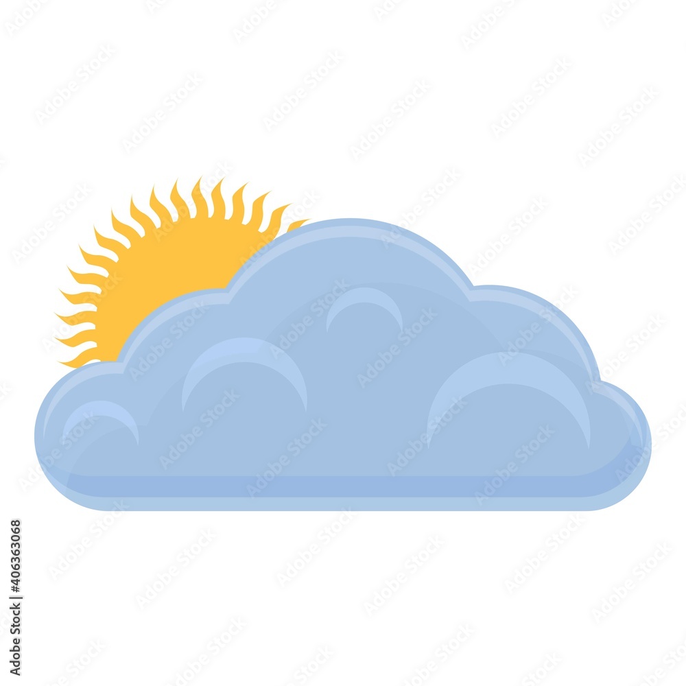 Poster sunny with clouds icon. cartoon of sunny with clouds vector icon for web design isolated on white ba