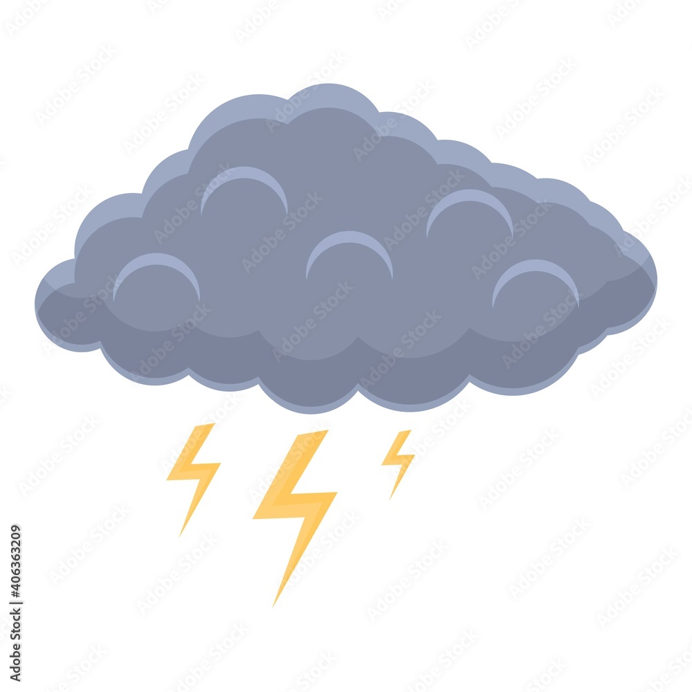 Poster cloud lightning icon. cartoon of cloud lightning vector icon for web design isolated on white backgr