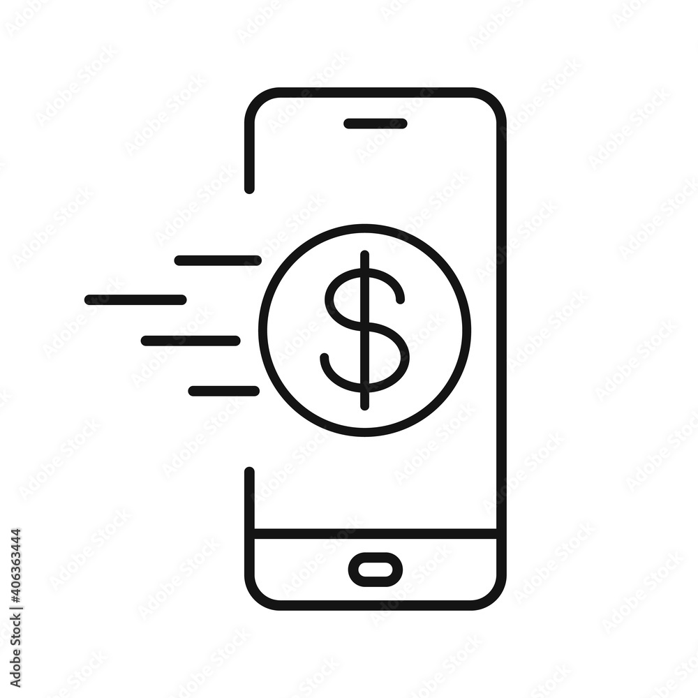 Wall mural Phone icon with dollar symbol. Conceptual business icon. Online shopping icon