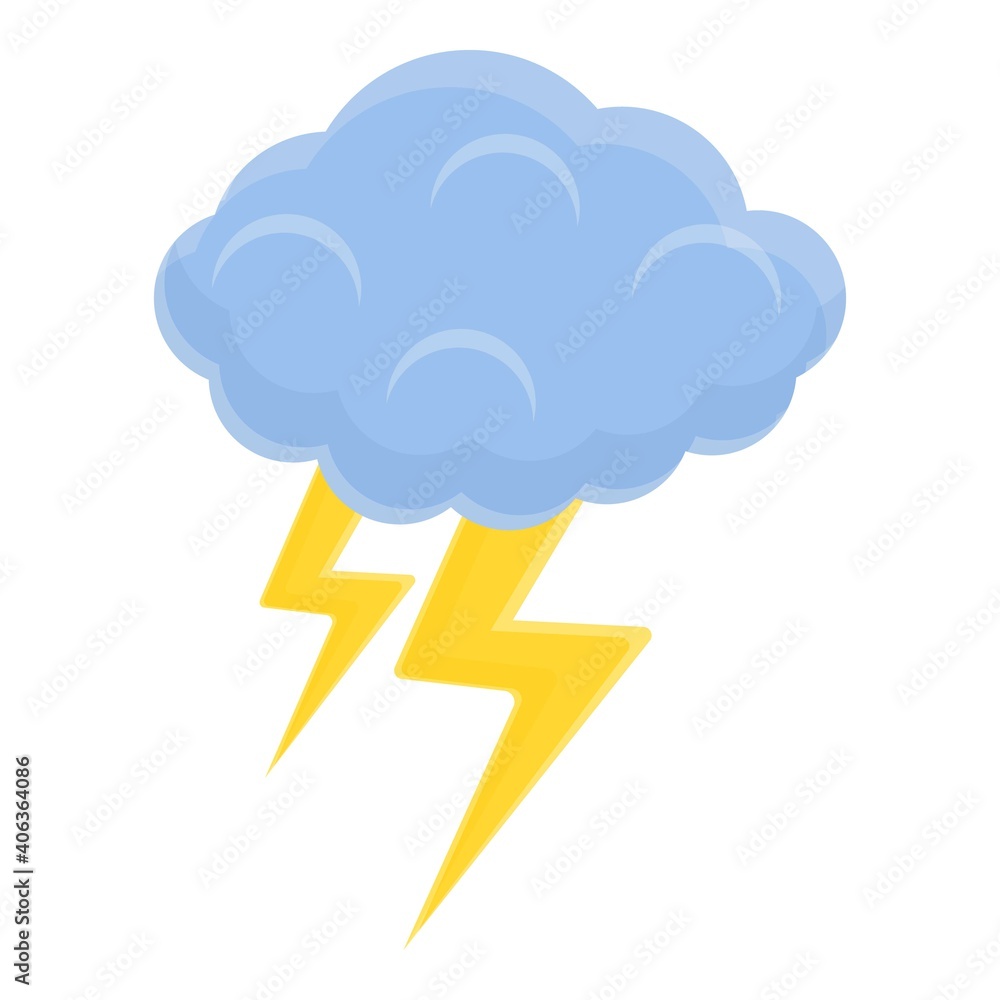 Aufkleber flash cloud icon. cartoon of flash cloud vector icon for web design isolated on white background