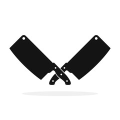 Butcher knife icon. Crossed butcher knives. Vector illustration.