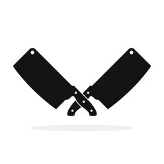 Butcher knife icon. Crossed butcher knives. Vector illustration.