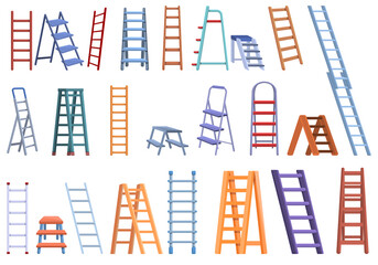 Step ladder icons set. Cartoon set of step ladder vector icons for web design © nsit0108