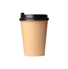 Takeaway paper coffee cup isolated on white