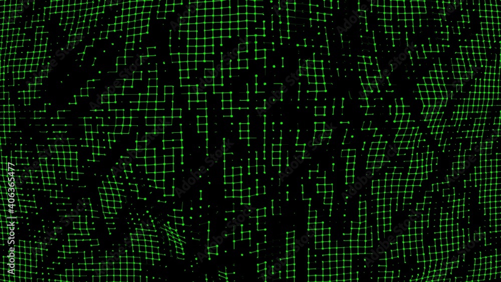 Poster abstract background of lines and dots. broken mesh. rendering.
