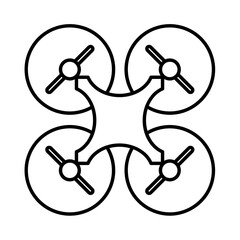 Drone icon. Flat pictogram for web. Line stroke. Isolated on white background. Vector eps10