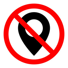No GPS icon. Map pointer ban icon. Award is prohibited. Vector illustration.