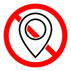 No GPS icon. Map pointer ban icon. Award is prohibited. Vector illustration.
