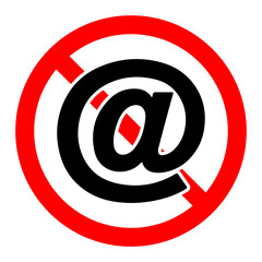 Email ban icon. Email is prohibited. Stop email icon.