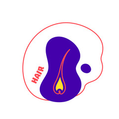 Hair integumentary system body organ outline icon on abstract geometric splash. Human anatomy medical cartoon symbol. Vector illustration.