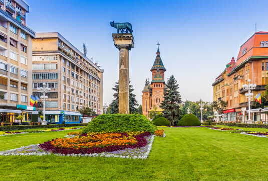 Timisoara, Romania. The historic centre of Timisoara, with the Metropolitan Cathedral.