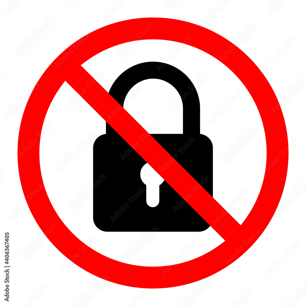 Canvas Prints no lock icon. blocking icon. lock is prohibited. vector illustration.