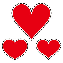 点線のフチ入りシンプルなハートのイラストセット