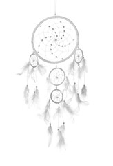 Beautiful handmade dream catcher on white background