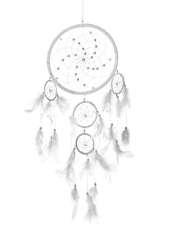 Beautiful Handmade Dream Catcher On White Background