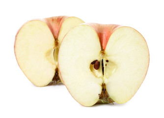 Fresh ripe red cut apple isolated on white