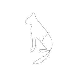 Cat animal line drawing, vector illustration