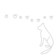 Valentines day background with heart and cat vector illustration