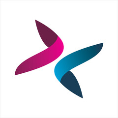 color arrow letter x code logo design