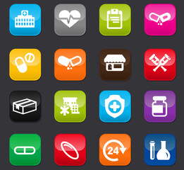 Drug store icons set