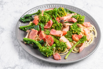 菜の花のベーコンパスタ