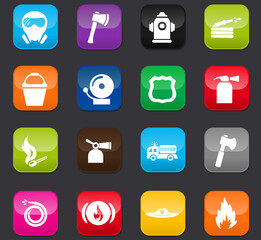 Fire brigade icons set