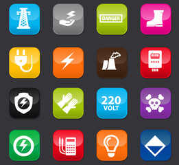 High voltage icons set