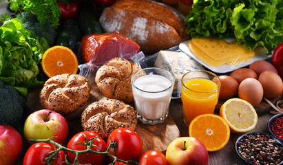 Assorted organic food products on the table