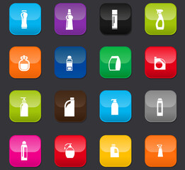 Household chemicals icons set