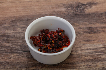 Fried chili pepper sauce with oil