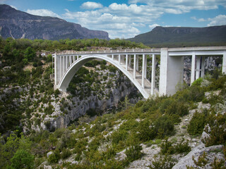 A huge bridge with a beautiful view into the Gorges du Verdon in the south of France.