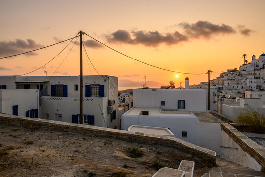 Chora Of Ios Island, A Greek Island In The Cyclades Group In The Aegean Sea. Greece