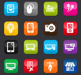 Supermarket electronic icons set
